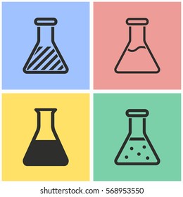 Flask vector icons set. Illustration isolated for graphic and web design.