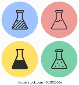Flask vector icons set. Illustration isolated for graphic and web design.