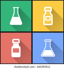 Flask vector icons set. Illustration isolated for graphic and web design.