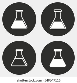 Flask vector icons set. White illustration isolated for graphic and web design.