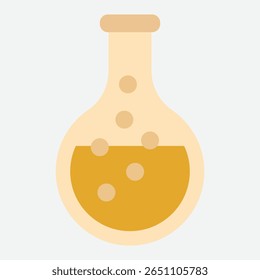 Vetor de Balão - Ilustração vetorial de um balão de fundo redondo com líquido e bolhas, ideal para a ciência, química, laboratório e educação relacionados visuais