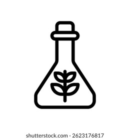 Vetor de frasco para ciência laboratorial e pesquisa química. Ilustração do recipiente de vidro. Conceito de experimentação e estudo científico. Ícone de Linha