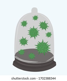 flask with virus bacteria protection vector flat design banner poster disease treatment
