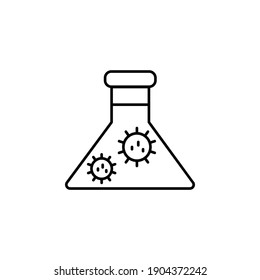 Flask, virus flat vector icon in water pack
