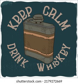 Un matraz con whisky dentro, diseño de camisetas