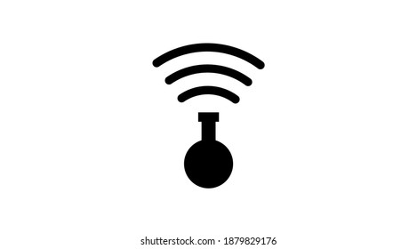 Flasche und WLAN-Logo-Kombination. Labor- und Signalsymbol oder -symbol. Einzigartige Design-Vorlage für Flasche und Funklogotyp.