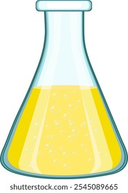 flask with yellow liquid without background