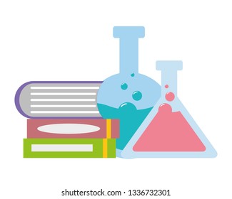 flasks books laboratory science