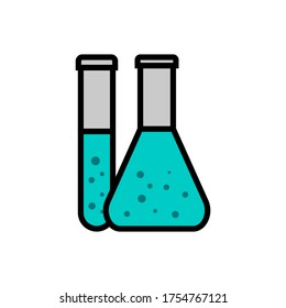 Flasks, bottles, medicine, pill vector icon