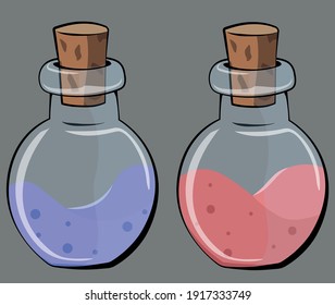 flasks bottles on gray background  vector illustration