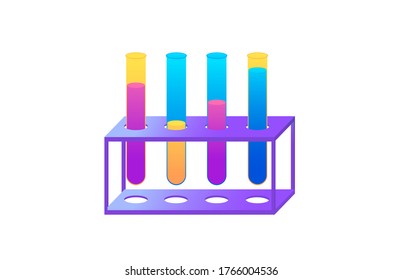 Flasks for chemical experiments background. Modern illustration slider site page. Concept to conduct chemical experiments. Process working in the lab web banner. Vector design image.