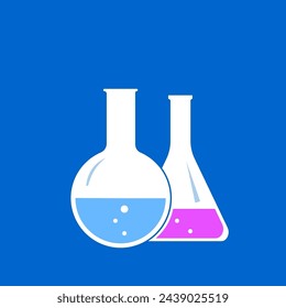 flasks with chemical reagents. Vector illustration