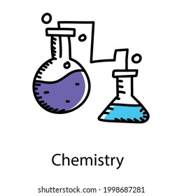 Máscaras que denotan ícono de doodle de química 