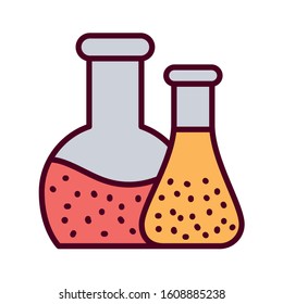 Flasks design, Chemistry substance science laboratory research technology biology equipment and test theme Vector illustration