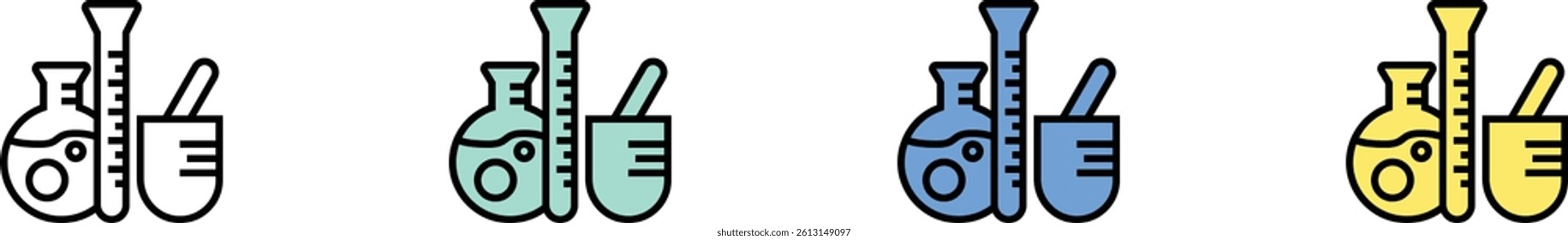 flasks icon. Outline, Green, Blue and Yellow Style Design Isolated On White Background