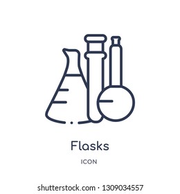 flasks icon from science outline collection. Thin line flasks icon isolated on white background.