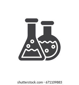 Flasks icon vector, filled flat sign, solid pictogram isolated on white. Chemical laboratory symbol, logo illustration. Pixel perfect graphics