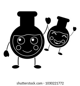 flasks laboratory kawaii icon image 