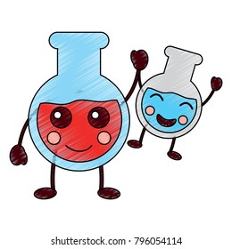 flasks laboratory kawaii icon image 