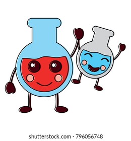 flasks laboratory kawaii icon image 