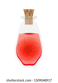 Flasks with a magical potion with sparkling multi colored elixir.Various medical or magical means.Esoteric, divination and occult concept with vintage magic objects for mystic rituals.