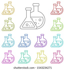Flasks multi color icon. Simple thin line, outline vector of biology icons for ui and ux, website or mobile application