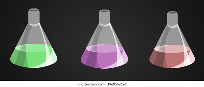 flasks with a multi-colored liquid inside