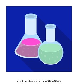 Flasks with reagents. Chemistry in school. Chemically, experiments.School And Education single icon in flat style vector symbol stock web illustration.