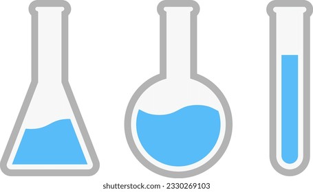 Flasks and test tube isolated vector illustration.