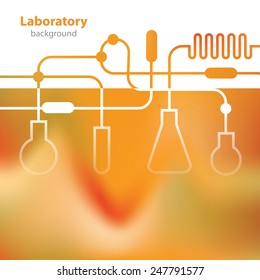 Flasks and test tubes - Science and research - colorful laboratory flasks - laboratory facilities - Abstract medical background - stock vector