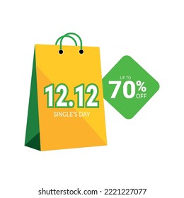 Flat 12.12 shopping day illustration