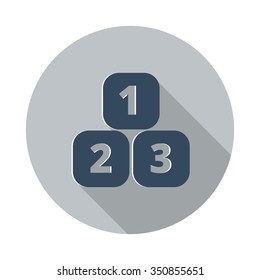 Flat 123 Blocks icon with long shadow on grey circle