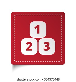 Flat 123 Blocks icon on red sticker