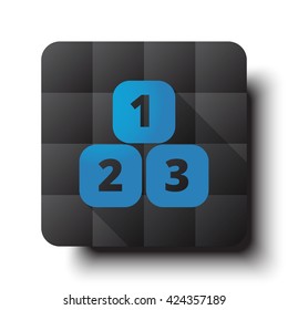 Flat 123 Blocks icon on black app button with drop shadow