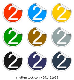 flat 2 icon button with long shadow.