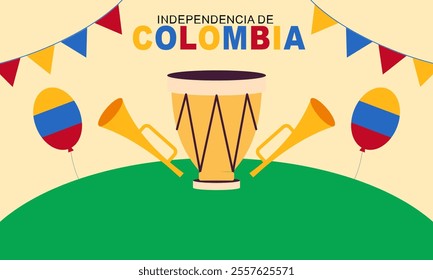 Flat 20 de julio illustration, festivities in Colombia Vector