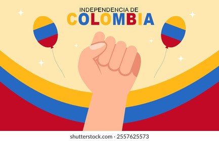 Flat 20 de julio illustration, festivities in Colombia Vector