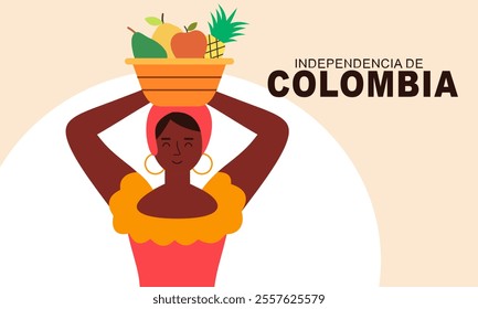 Flat 20 de julio illustration, festivities in Colombia Vector