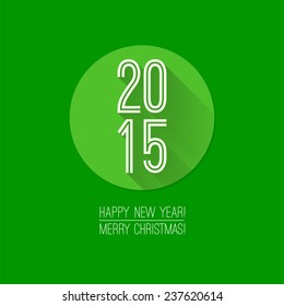 Flat 2015 icon. Green christmas background. Vector illustration.