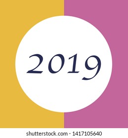 Flat 2019 calendar lettering. Vector illustration.