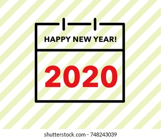 Flat 2020 calendar icon. Vector illustration