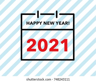 Flat 2021 calendar icon. Vector illustration