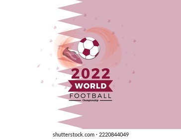 Flat 2022 World Football Championship isolated on a Flag in the background illustration design with confetti aesthetic clean design