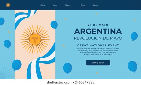 Flat 25 de mayo celebration argentina landing page template