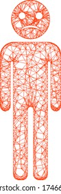  Flat 2d carcass created from sad person pictogram. Abstract carcass mesh polygonal sad person. Linear carcass flat network in vector EPS format, on a white background.