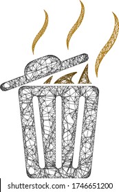  Cáscaras planas de 2d creadas a partir del pictograma de la papelera de olor. Resumen de malla de marco lata de basura de olfato poligonal. Malla 2D de canal lineal en formato vectorial,