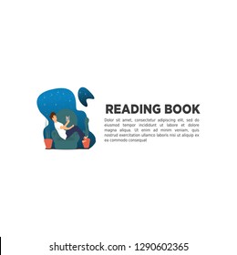 flat 2d character  people reading book, icon  for UI/UX design