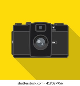 Flat 2D double lens retro film camera
