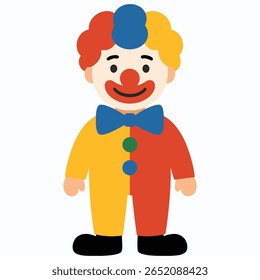 Caractere palhaço amigável 2D plano em fundo branco para uso vetorial