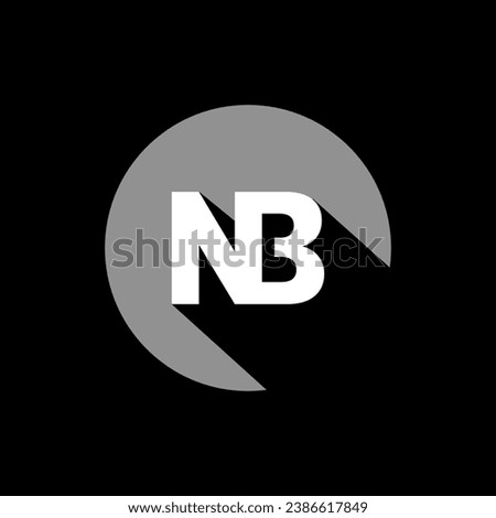 flat 2d logo design letter N B illustration shadow circular circle minimal simple modern branding monochrome monogram bnw social media business startup agency corporate broadcast profile account 